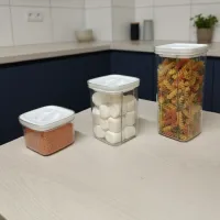 White Twist-Lock Transparent Sealed Storage Jar — Food Grade Kitchen Grains & Food Container | 600ml / 1300ml / 2000ml